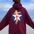 愛国心 ヴィンテージ セクシー ピンナップ 女の子 長袖tシャツ レディース オーバーサイズ パーカー バックプリント Maroon