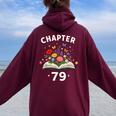 第79章 79歳 誕生日 お祝い 花本 レディース オーバーサイズ パーカー バックプリント Maroon