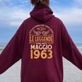誕生日 男性 ギフト 女性 レジェンド 1963年5月 レディース オーバーサイズ パーカー バックプリント Maroon