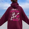 面白いギタリストの言葉 決して過小評価しない A Girl With A Bass レディース オーバーサイズ パーカー バックプリント Maroon