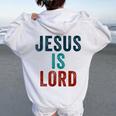 Jesus Is Lord – Christian Faithintage Born-Again Graphic レディース オーバーサイズ パーカー バックプリント White