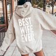 Best Wife Ever Wedding レディース オーバーサイズ パーカー バックプリント Sand