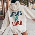 Jesus Is Lord – Christian Faithintage Born-Again Graphic レディース オーバーサイズ パーカー バックプリント Sand