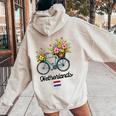 オランダの風車 チューリップフィールド オランダ 春の花 バイク レディース オーバーサイズ パーカー バックプリント Sand