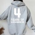 4Th バースデーシャツ 年齢 4歳 男の子 女の子 レディース オーバーサイズ パーカー バックプリント Sport Grey