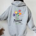 ピカソ 花 描画 クラシック アート グラフィック レディース オーバーサイズ パーカー バックプリント Sport Grey