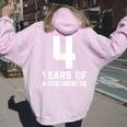 4Th バースデーシャツ 年齢 4歳 男の子 女の子 レディース オーバーサイズ パーカー バックプリント Light Pink