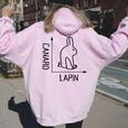 Wittgenstein Rabbit Duck Philosopher レディース オーバーサイズ パーカー バックプリント Light Pink