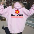 ハロン市 女性 男性 旅行 町 お父さん ベトナムタウン レディース オーバーサイズ パーカー バックプリント Light Pink