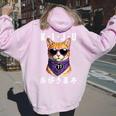 喜寿 77歳 Kiju 猫好き 誕生日 可愛い 男性 女性 レディース オーバーサイズ パーカー バックプリント Light Pink