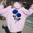 青いバラ 花 カップル ゴシック ファンタジー 花 美的 アート レディース オーバーサイズ パーカー バックプリント Light Pink