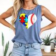 Autism Baseball Heart Autism Puzzle Baseball Mom Comfort Colors Tank Top Blue Jean