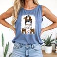 Baseball Mom Women Messy Bun Leopard Mother's Day Comfort Colors Tank Top Blue Jean
