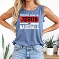 This Boy Runs On Jesus And Baseball Christian Baseball Comfort Colors Tank Top Blue Jean