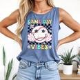 Game Day Vibes Softball Baseball Groovy Game Day Girls Women Comfort Colors Tank Top Blue Jean