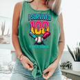 HUGvyn I Survived 100 Days Baseball Teacher Ice Cream Drip Comfort Colors Tank Top Violet
