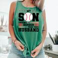 My Son Throws Harder Than Your Husband Baseball Mom Comfort Colors Tank Top Violet