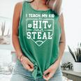 I Teach My Kid To Hit And Steal Baseball Mom Comfort Colors Tank Top Violet