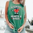 Women's Valentines Day Baseball Stealing Hearts Bases Boys Kids Men Comfort Colors Tank Top Violet