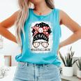 Baseball Mom Messy Bun Hair Player Mom Comfort Colors Tank Top Light Green