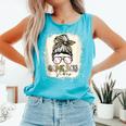 Bleached Messy Bun Game Day Vibes Baseball Mom Game Day Comfort Colors Tank Top Light Green