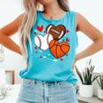 Cute Heart Baseball Basketball Football Valentine Boy Men Comfort Colors Tank Top Light Green