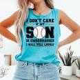 I Don't Care If My Son Is Embarrassed Baseball Mom Comfort Colors Tank Top Light Green I Don't Care If My Son Is Embarrassed Baseball Mom Comfort Colors Tank Top Light Green