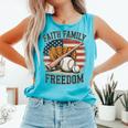 Faith Family Freedom Patriotic Christian Baseball Game Day Comfort Colors Tank Top Light Green