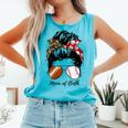 Football Mom Baseball Mom Of Both Messy Bun Mother's Day Comfort Colors Tank Top Light Green