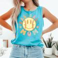 Groovy Retro Floral Happy Smiling Face Baseball Mom Comfort Colors Tank Top Light Green Groovy Retro Floral Happy Smiling Face Baseball Mom Comfort Colors Tank Top Light Green