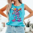 Skelton Playing Baseball Halloween Baseball Drip Boys Kids Comfort Colors Tank Top Light Green