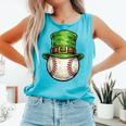 St Patricks Day Baseball Player Leprechaun Hat Men Boys Kids Comfort Colors Tank Top Light Green