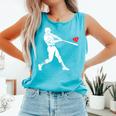 Valentines US Baseball Player Silhouette Heart Comfort Colors Tank Top Light Green