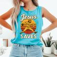Youth Boy Baseball Jesus Saves Christian Baseball Religious Comfort Colors Tank Top Light Green