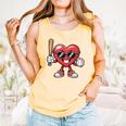 Valentines Day Heart Playing Baseball Boys Men Kids Girls Comfort Colors Tank Top Grey