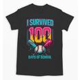HUGvyn I Survived 100 Days Baseball Teacher Ice Cream Drip Unisex T-Shirt