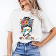 Hello 4th Grade Messy Bun Girls Back To School First Day Unisex T-Shirt Hello 4th Grade Messy Bun Girls Back To School First Day Unisex T-Shirt