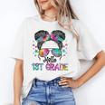Messy Hair Bun Girl Back To School First Day Hello 1st Grade Unisex T-Shirt Messy Hair Bun Girl Back To School First Day Hello 1st Grade Unisex T-Shirt