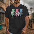 Checkered Principal Lightning Bolt Back To School Unisex T-Shirt