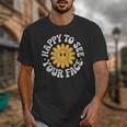 Happy Face Daisy Flower Retro Back To School Cute Graphic Unisex T-Shirt