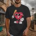 Heart Play Baseball Valentine's Day Teens Boys Girls Kids Unisex T-Shirt