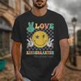 Peace Love Kindergarten Smile Face Hippie Back To School Unisex T-Shirt