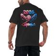 2026 American Flag Baseball Ice Cream Drip Bats Boys Men's Back Print T-Shirt