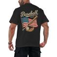 American Flag Baseball Player Bat Fan Catcher Pitcher USA Men's Back Print T-Shirt