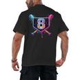Baseball 8 Year Old Ice Cream Drip 8th Birthday Party Men's Back Print T-Shirt