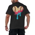 Baseball Drip Melting Ice Cream Baseball Heart Boys Girls Men's Back Print T-Shirt