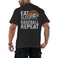 Baseball Fan Vintage Retro Eat Sleep Baseball Repeat Men's Back Print T-Shirt