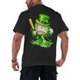 Baseball Player Ice Cream Drip Shamrocks St Patrick's Day Men's Back Print T-Shirt Baseball Player Ice Cream Drip Shamrocks St Patrick's Day Men's Back Print T-Shirt