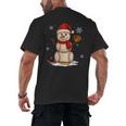 Baseball Snowman Merry Christmas Holiday Sports Xmas Pajamas Men's Back Print T-Shirt