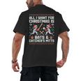 Christmas Baseball Bats Catcher Mitts Holiday Tee Men's Back Print T-Shirt